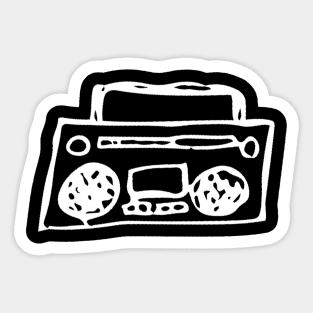 Boombox Doodle White Sticker